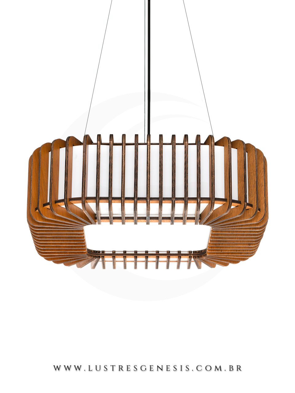 Luminária pendente quadrada de madeira Acácia na cor imbuia ou nogueira, design moderno, ideal para mesa de jantar, quartos, salas e escritórios.